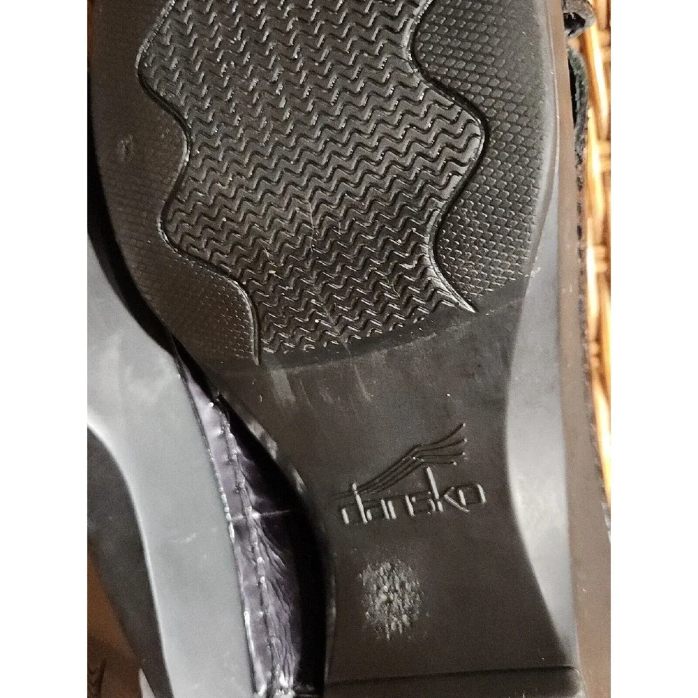 Dansko Black‎ Patent Leather Wedge Sandals Womens size 9 Buckle Platform Shoes